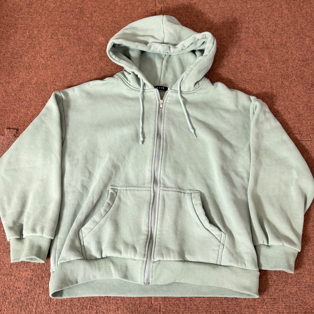 EFAN Womens Oversized Zip Up Hoodie Sage Green Fleece‎ Sweatshirt Large gym A+